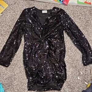 Black Sequin Long Sleeve Mini Dress. Love + Harmony Size M